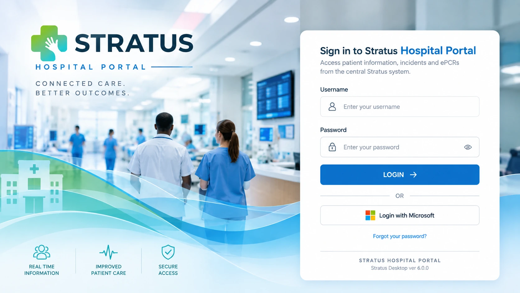Stratus Hospital Portal sign-in screen